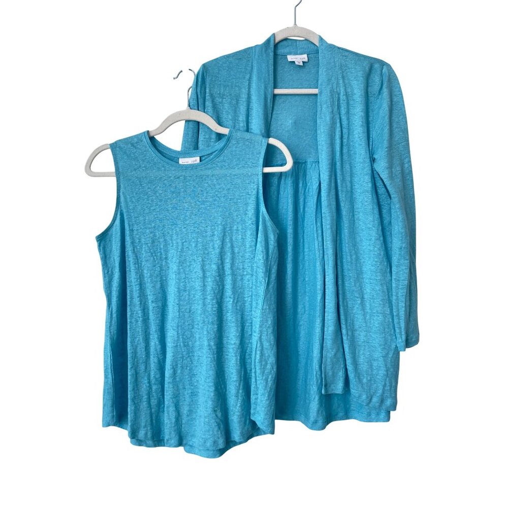 J Jill Love Linen Twin Set Tank Cardigan Set Size XS Lightweight Casual Layers